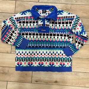 Columbia Mens Fleece Pullover Jacket Aztec Print Button Up XL